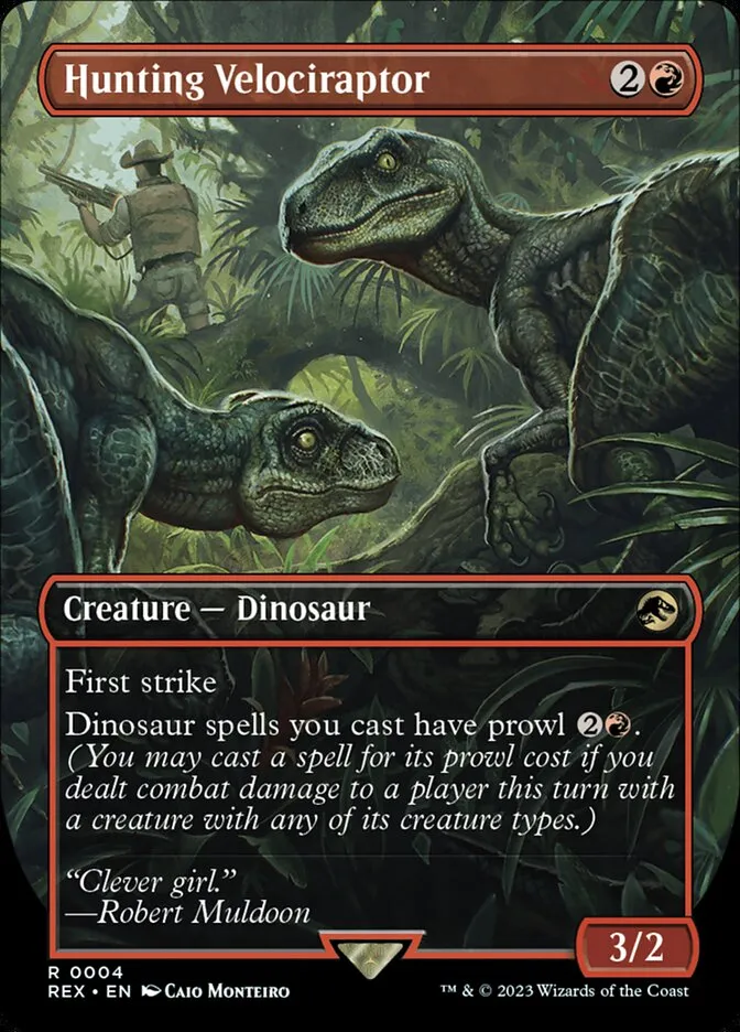 2023 Jurassic World Collection Hunting Velociraptor #4 rare card image
