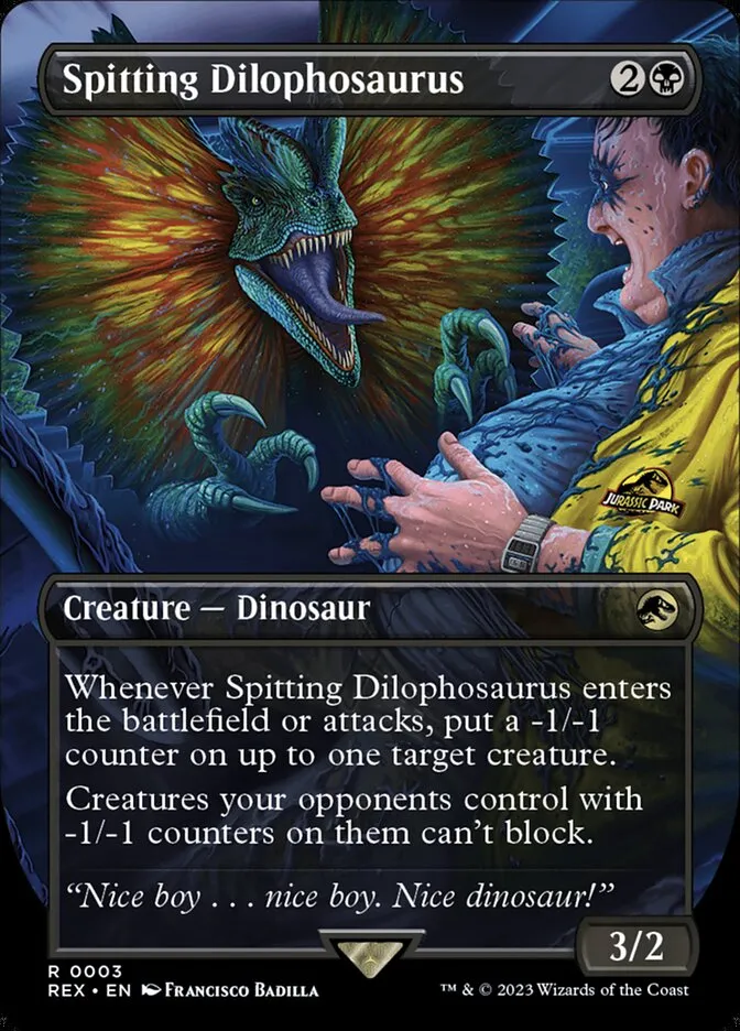 2023 Jurassic World Collection Spitting Dilophosaurus #3 rare card image