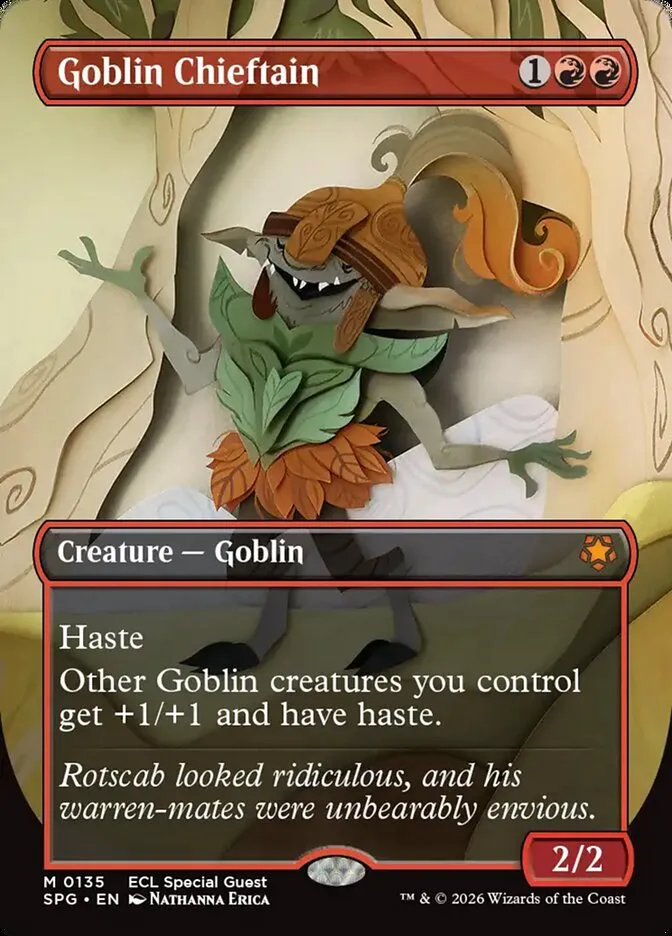 2023 Special Guests Goblin Chieftain [Borderless] mythic #135 mythic card image