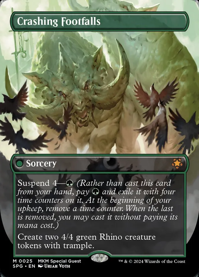 2023 Special Guests Crashing Footfalls [Borderless Foil] mythic #25 mythic card image