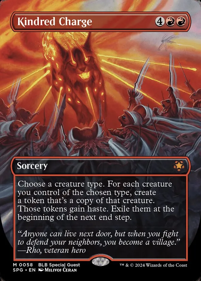 2023 Special Guests Kindred Charge [Borderless Foil] mythic #58 mythic card image
