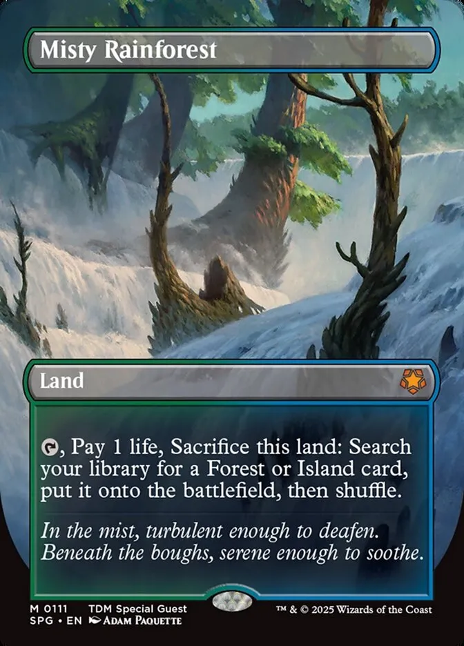 2023 Special Guests Misty Rainforest [Borderless Foil] mythic #111 mythic card image