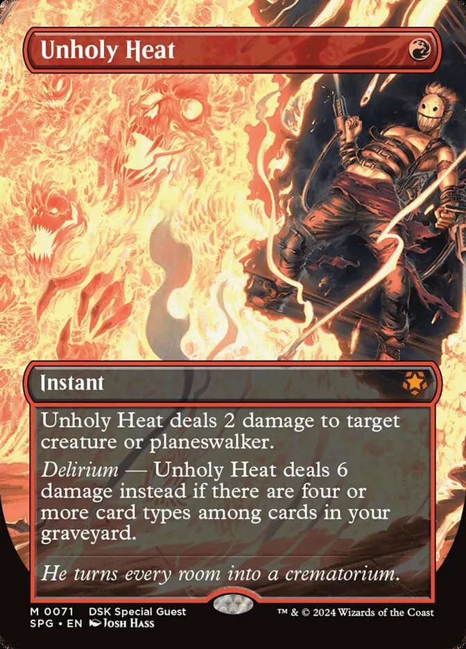 2023 Special Guests Unholy Heat [Borderless Foil] mythic #71 mythic card image