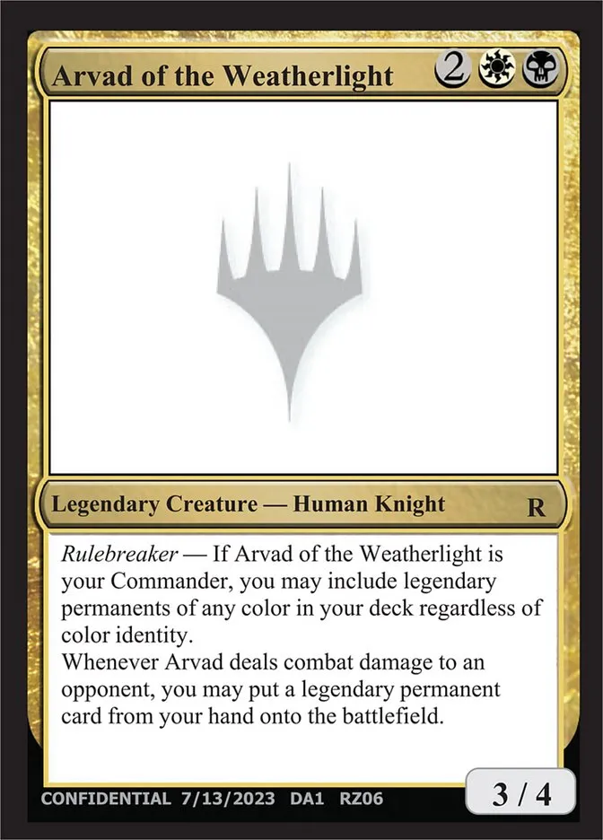 2023 Unknown Event Arvad of the Weatherlight #RZ06a rare card image
