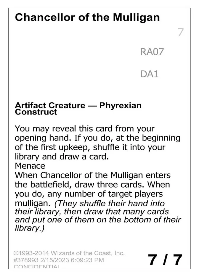 2023 Unknown Event Chancellor of the Mulligan #RA07b rare card image