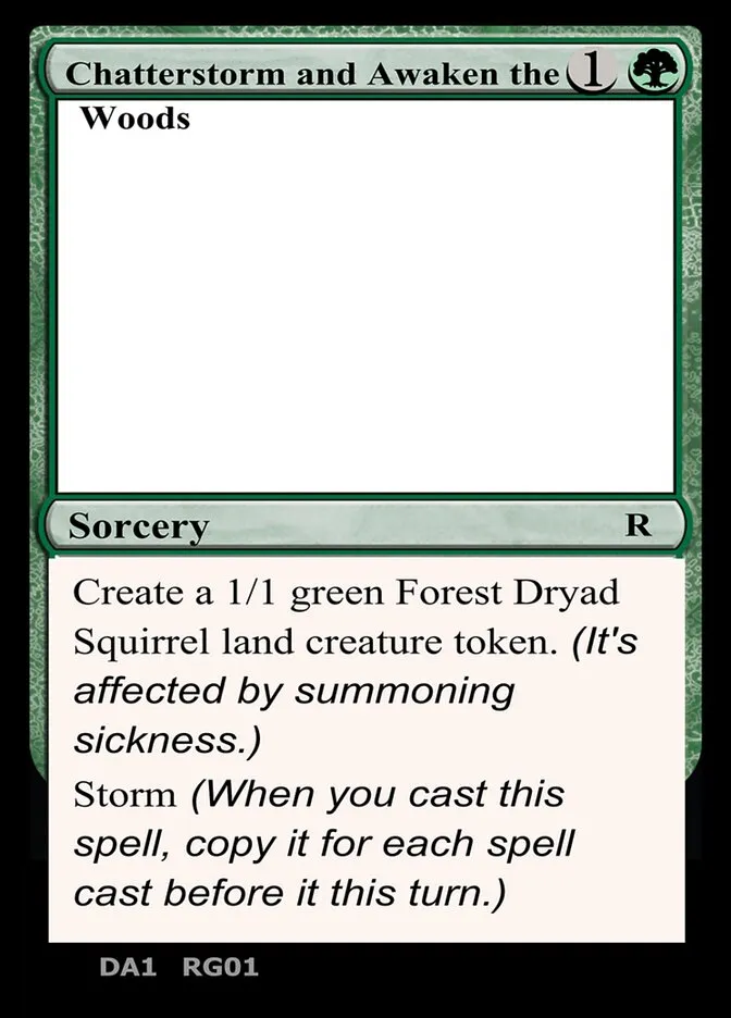 2023 Unknown Event Chatterstorm and Awaken the Woods #RG01a rare card image