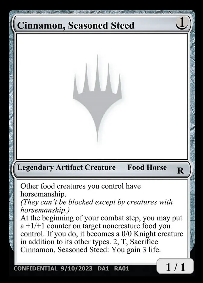 2023 Unknown Event Cinnamon, Seasoned Steed #RA01 rare card image