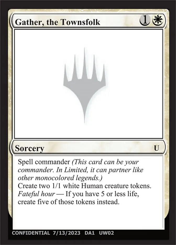 2023 Unknown Event Gather, the Townsfolk #UW02a uncommon card image