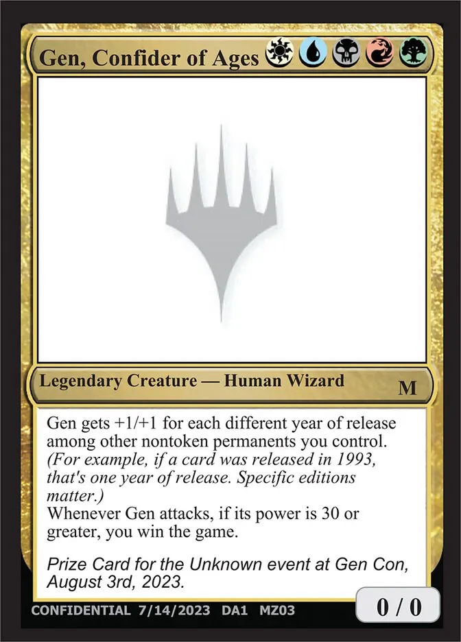 2023 Unknown Event Gen, Confider of Ages #MZ03 mythic card image