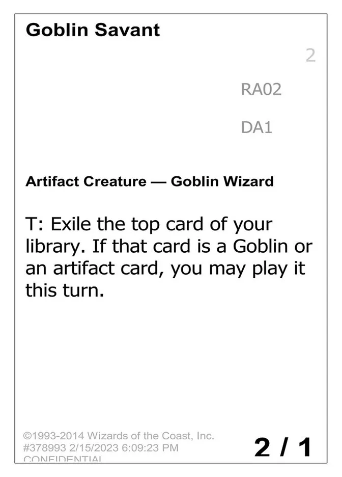 2023 Unknown Event Goblin Savant #RA02a rare card image