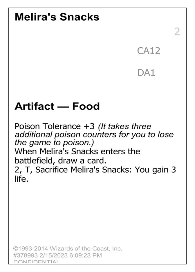 2023 Unknown Event Melira's Snacks common #CA12 common card image