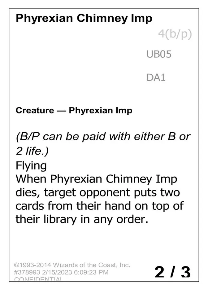 2023 Unknown Event Phyrexian Chimney Imp uncommon #UB05 uncommon card image