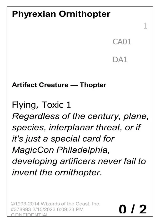 2023 Unknown Event Phyrexian Ornithopter common #CA01 common card image