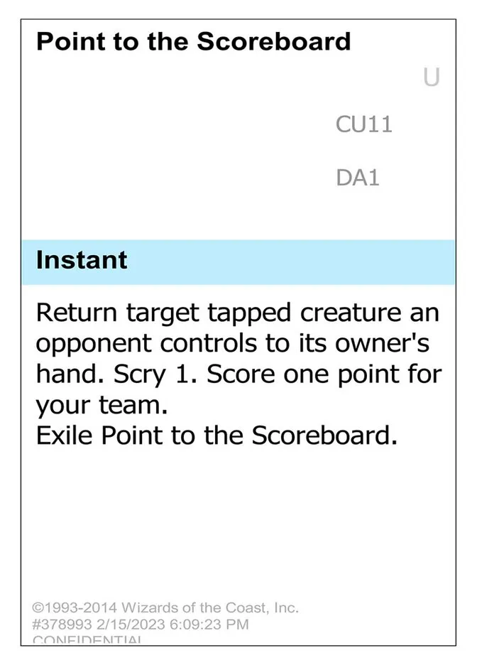 2023 Unknown Event Point to the Scoreboard common #CU11 common card image