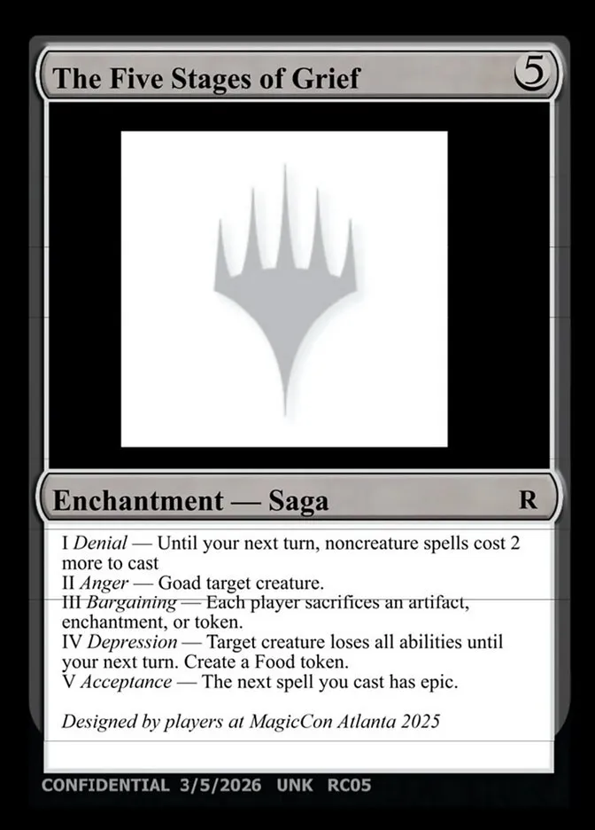 2023 Unknown Event The Five Stages of Grief #RC05 rare card image