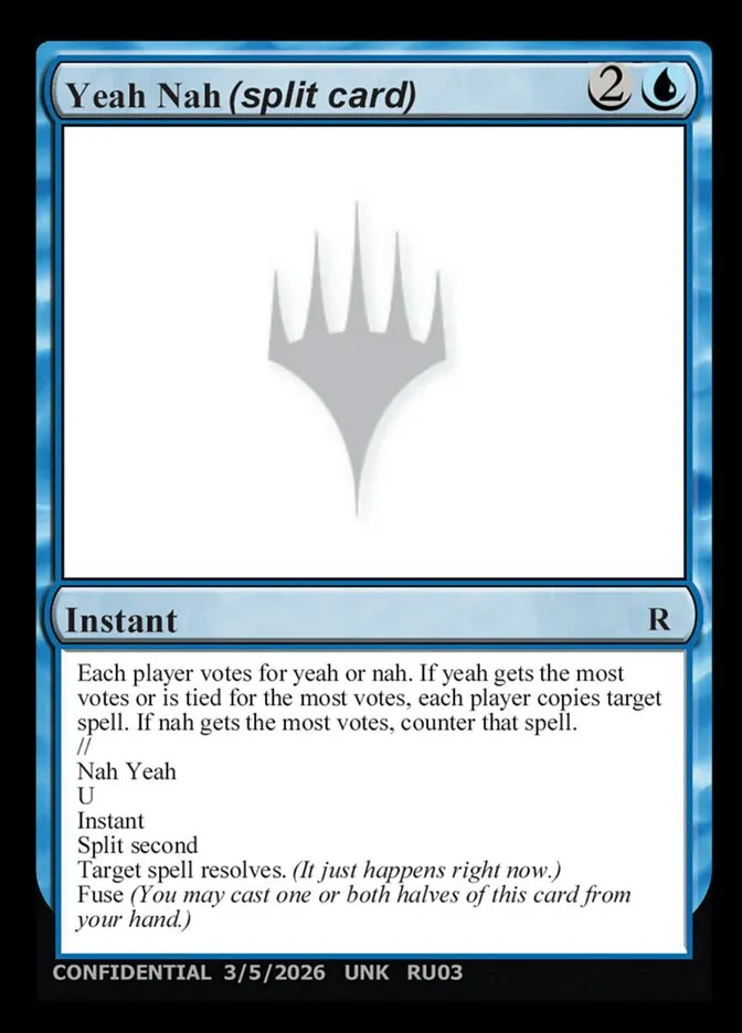 2023 Unknown Event Yeah Nah // Nah Yeah rare #RU03e rare card image