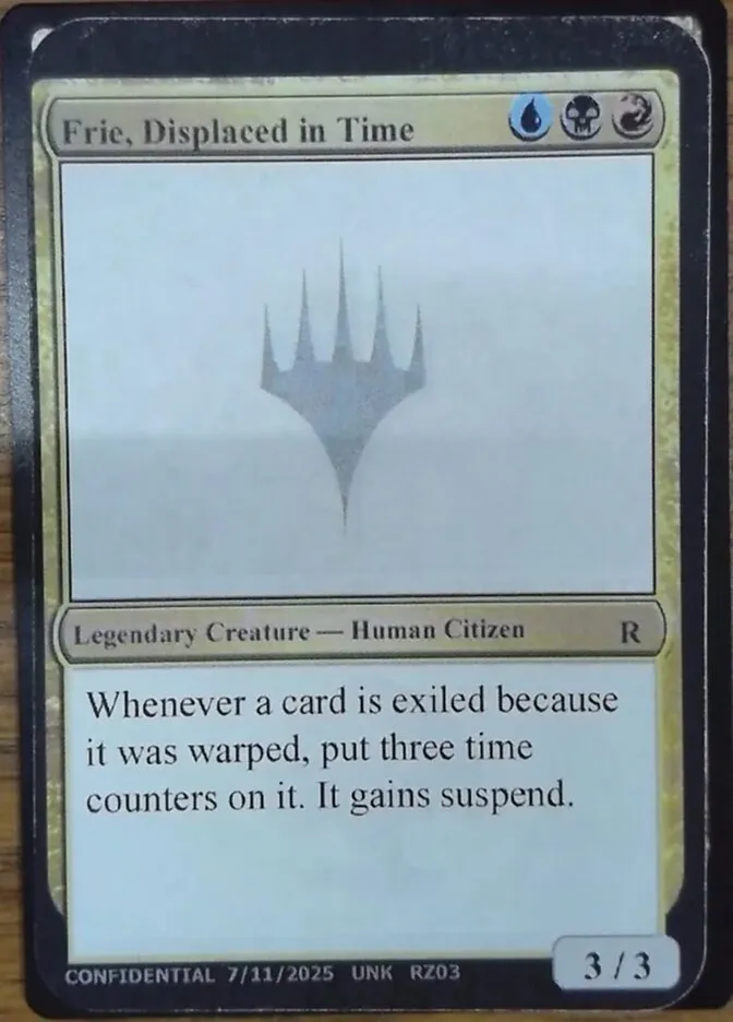 2023 Unknown Event Frie, Displaced in Time #RZ03m rare card image