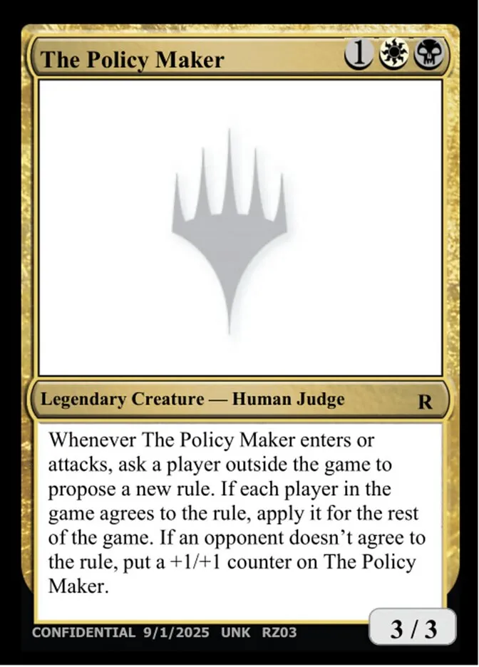 2023 Unknown Event The Policy Maker #RZ03o rare card image