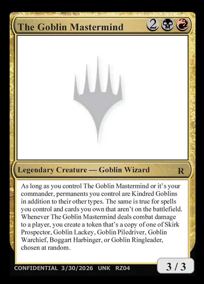 2023 Unknown Event The Goblin Mastermind #RZ04w rare card image
