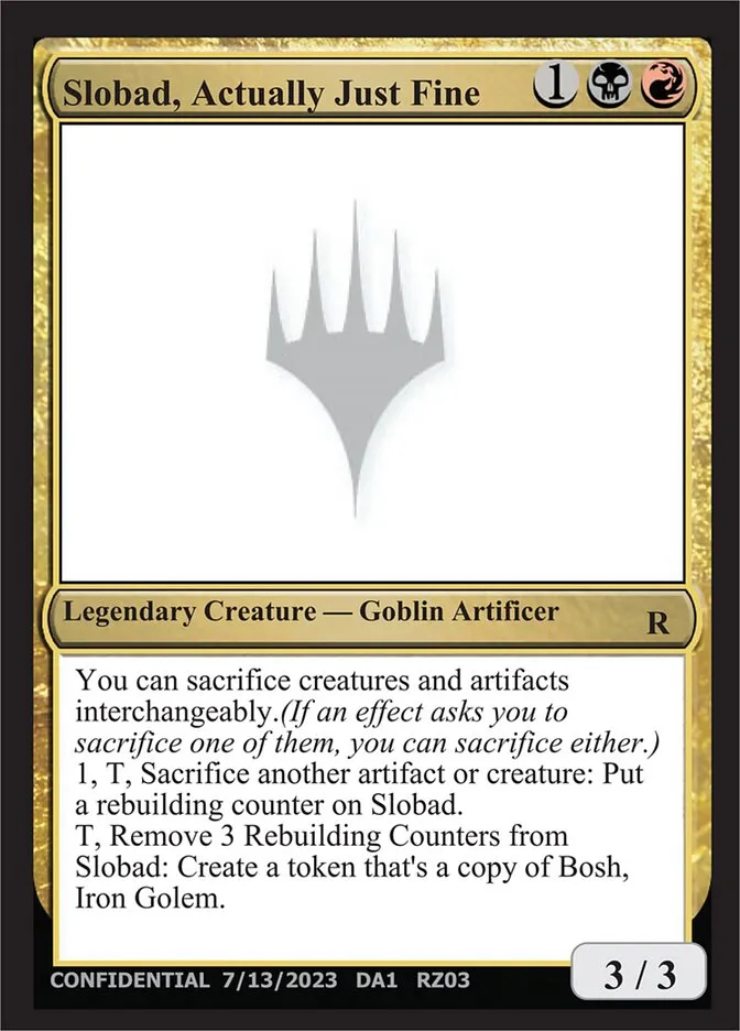 2023 Unknown Event Slobad, Actually Just Fine #RZ03a rare card image