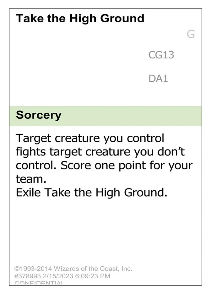 2023 Unknown Event Take the High Ground common #CG13 common card image