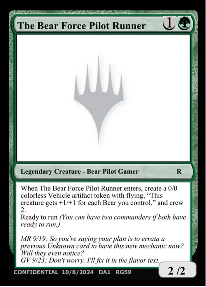 2023 Unknown Event The Bear Force Pilot Runner rare #RG59a rare card image