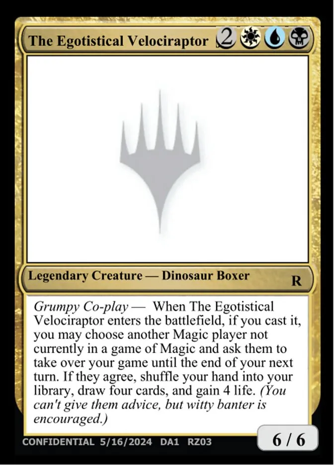 2023 Unknown Event The Egotistical Velociraptor #RZ03b rare card image