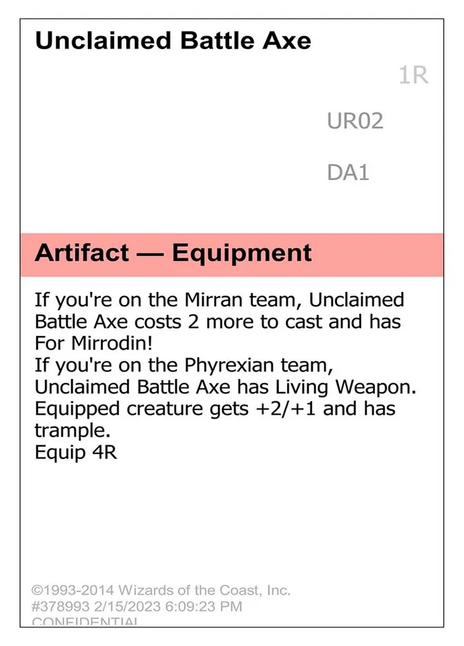 2023 Unknown Event Unclaimed Battle Axe #UR02c uncommon card image
