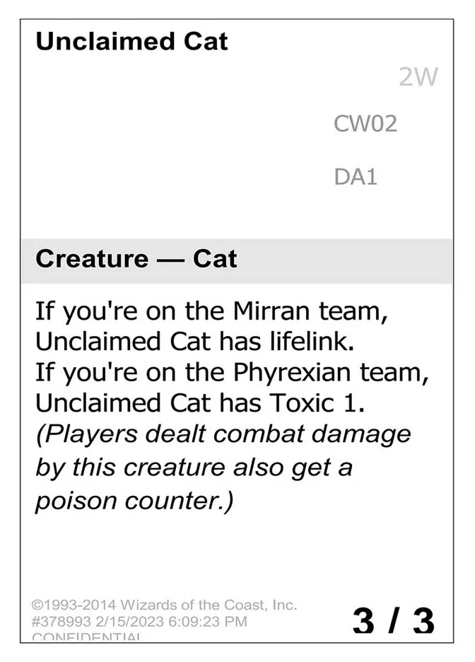 2023 Unknown Event Unclaimed Cat common #CW02 common card image