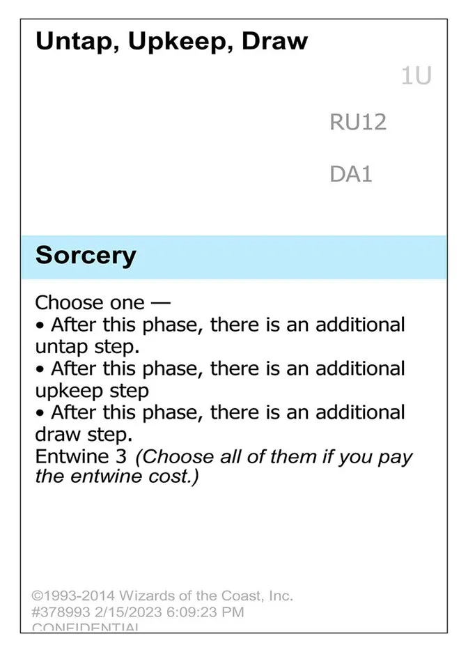 2023 Unknown Event Untap, Upkeep, Draw rare #RU12 rare card image