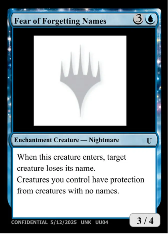 2023 Unknown Event Fear of Forgetting Names #UU04c uncommon card image
