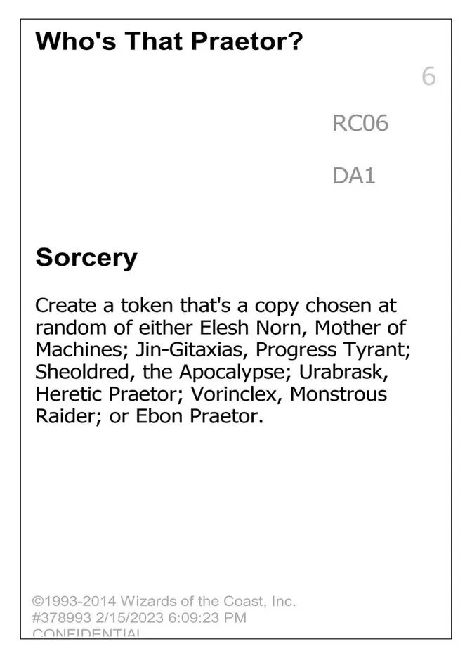 2023 Unknown Event Who's That Praetor? #RC06 rare card image