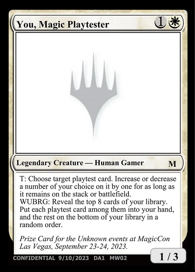 2023 Unknown Event You, Magic Playtester #MW02 mythic card image