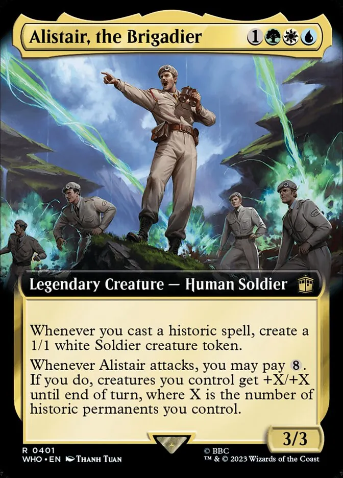 2023 Doctor Who Alistair, the Brigadier [Extended Art] rare #401 rare card image
