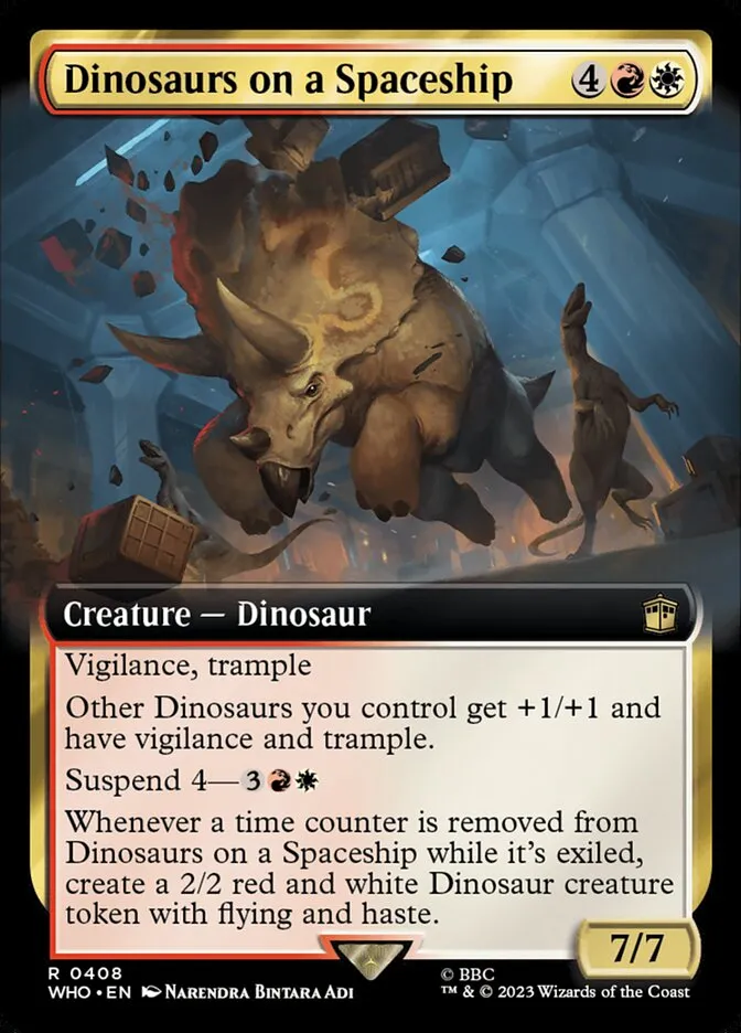 2023 Doctor Who Dinosaurs on a Spaceship [Extended Art] rare #408 rare card image