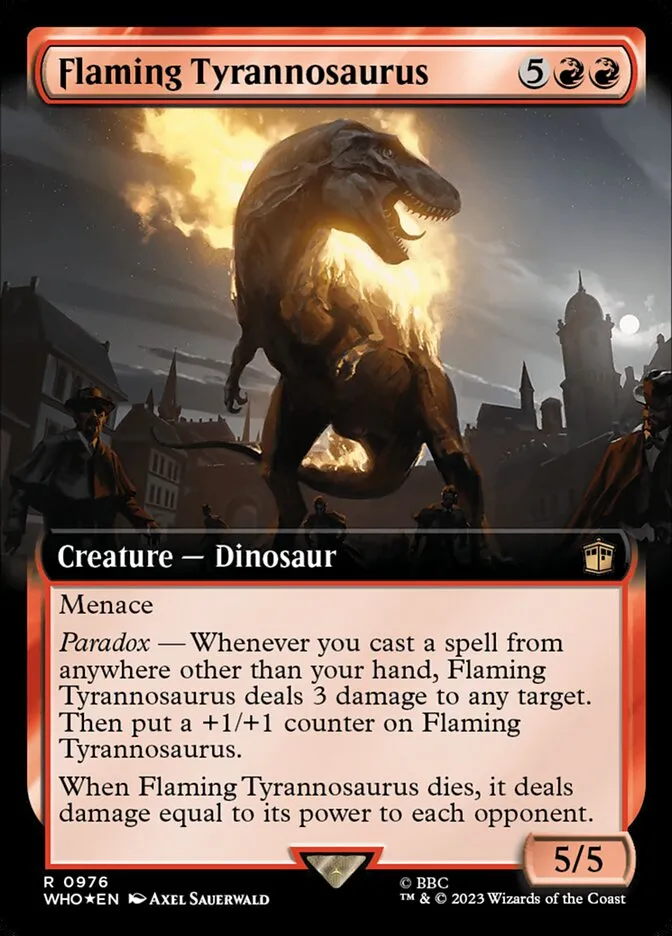2023 Doctor Who Flaming Tyrannosaurus #976 rare card image