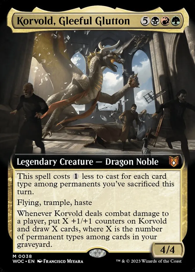 2023 Wilds of Eldraine Commander Korvold, Gleeful Glutton mythic #38 mythic card image