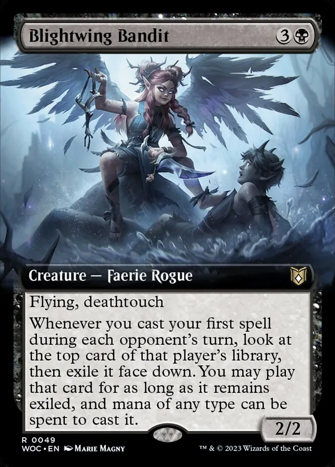2023 Wilds of Eldraine Commander Blightwing Bandit rare #49 rare card image