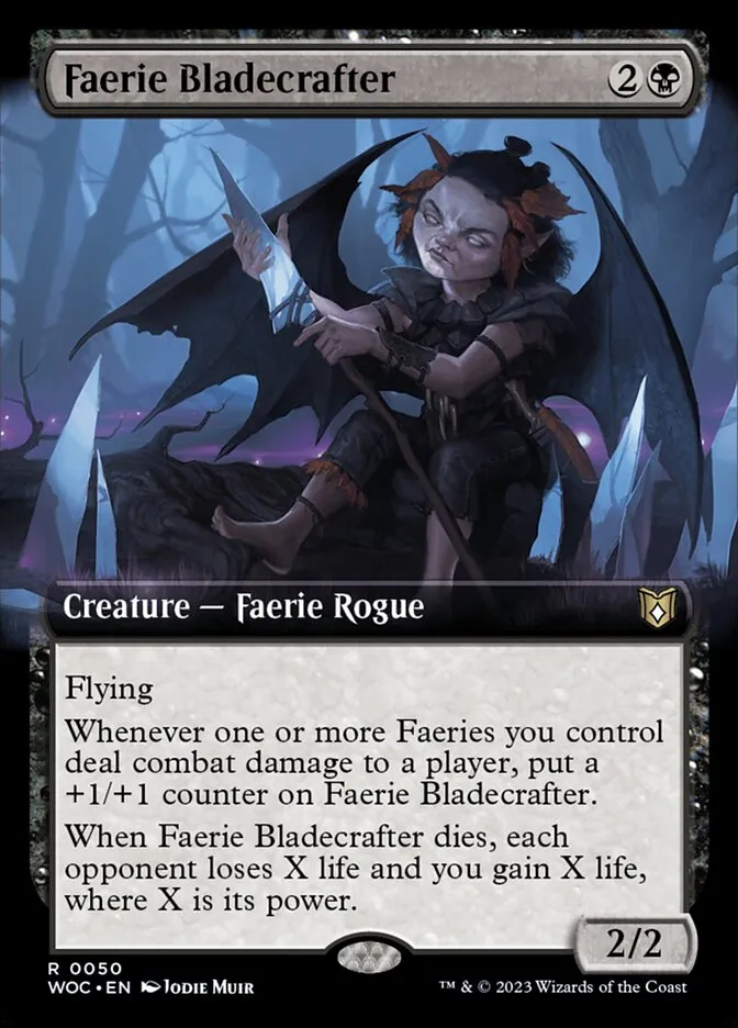 2023 Wilds of Eldraine Commander Faerie Bladecrafter rare #50 rare card image