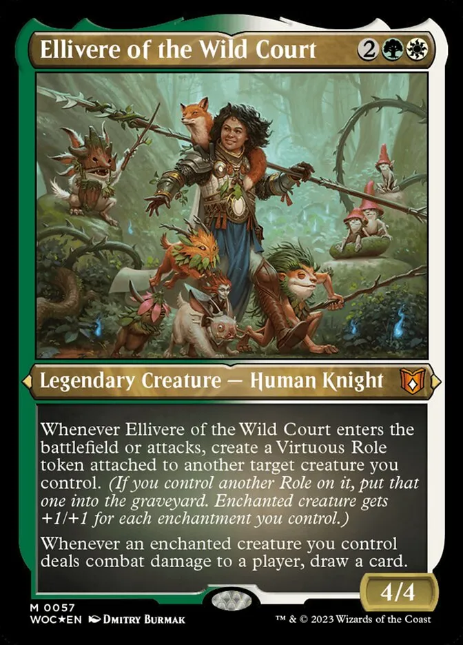 2023 Wilds of Eldraine Commander Ellivere of the Wild Court #57 mythic card image