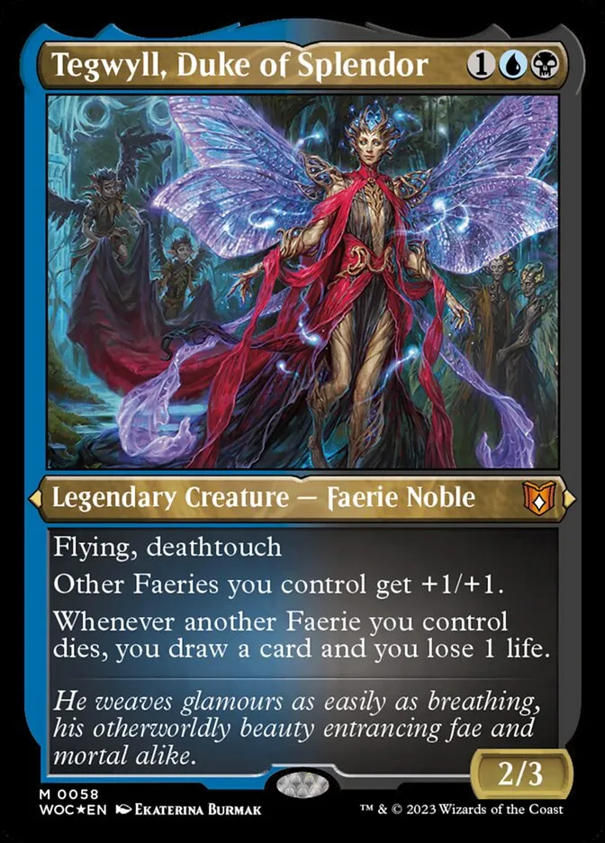 2023 Wilds of Eldraine Commander Tegwyll, Duke of Splendor #58 mythic card image