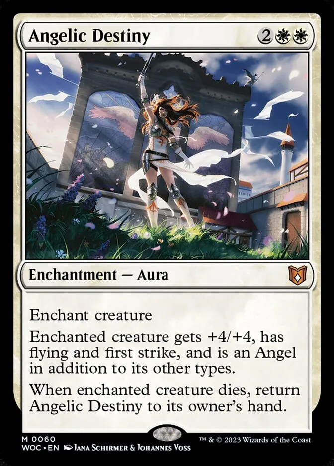 2023 Wilds of Eldraine Commander Angelic Destiny #60 mythic card image