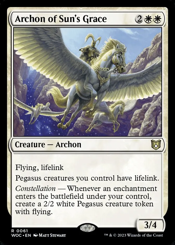2023 Wilds of Eldraine Commander Archon of Sun's Grace rare #61 rare card image