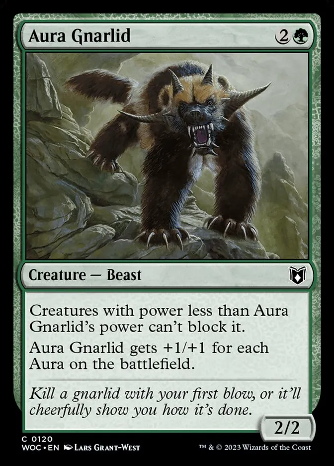 2023 Wilds of Eldraine Commander Aura Gnarlid #120 common card image