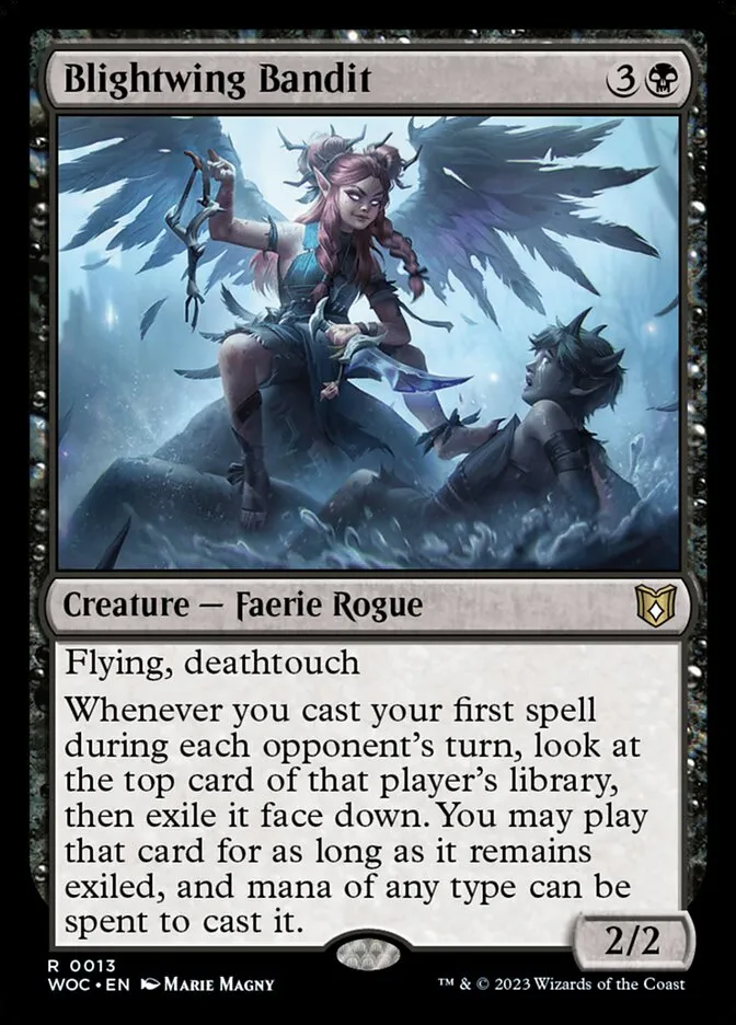 2023 Wilds of Eldraine Commander Blightwing Bandit rare #13 rare card image