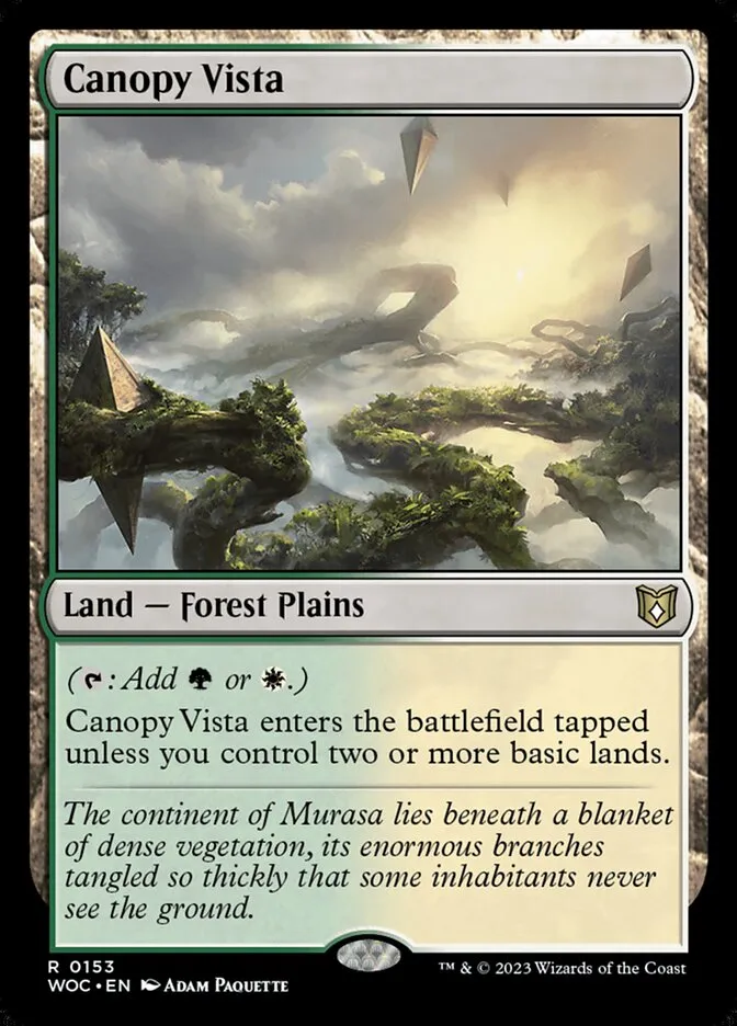 2023 Wilds of Eldraine Commander Canopy Vista #153 rare card image