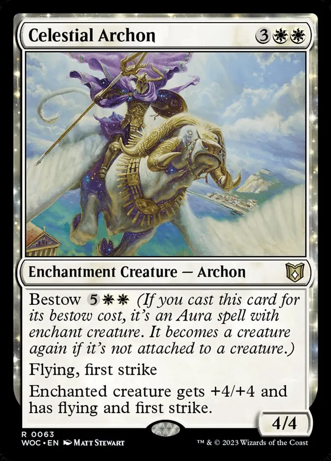 2023 Wilds of Eldraine Commander Celestial Archon rare #63 rare card image
