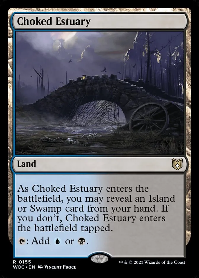2023 Wilds of Eldraine Commander Choked Estuary #155 rare card image