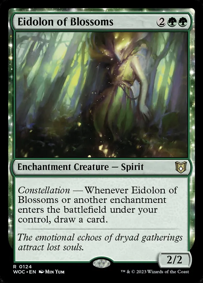 2023 Wilds of Eldraine Commander Eidolon of Blossoms #124 rare card image