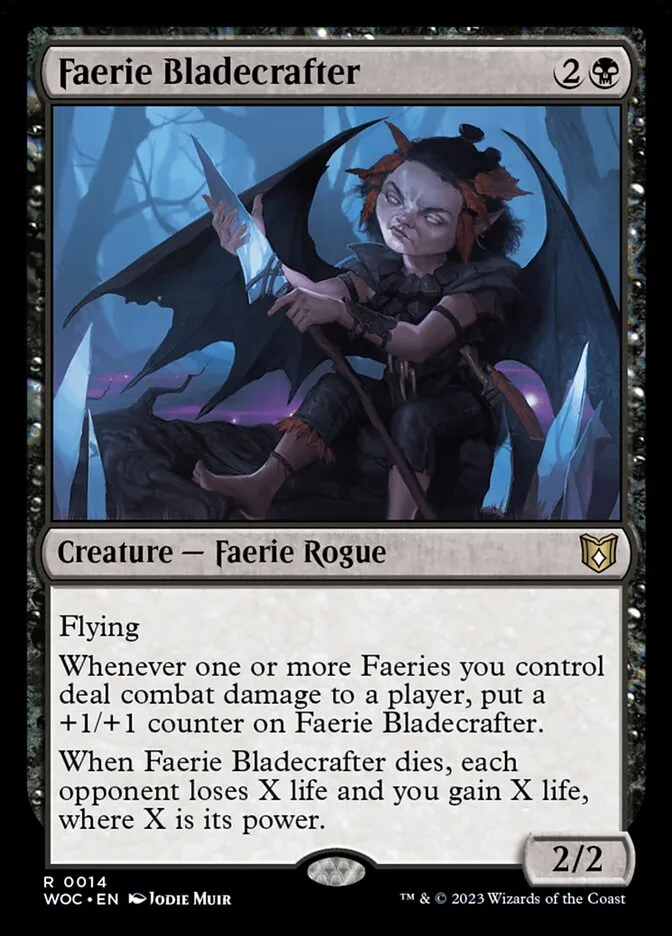 2023 Wilds of Eldraine Commander Faerie Bladecrafter rare #14 rare card image